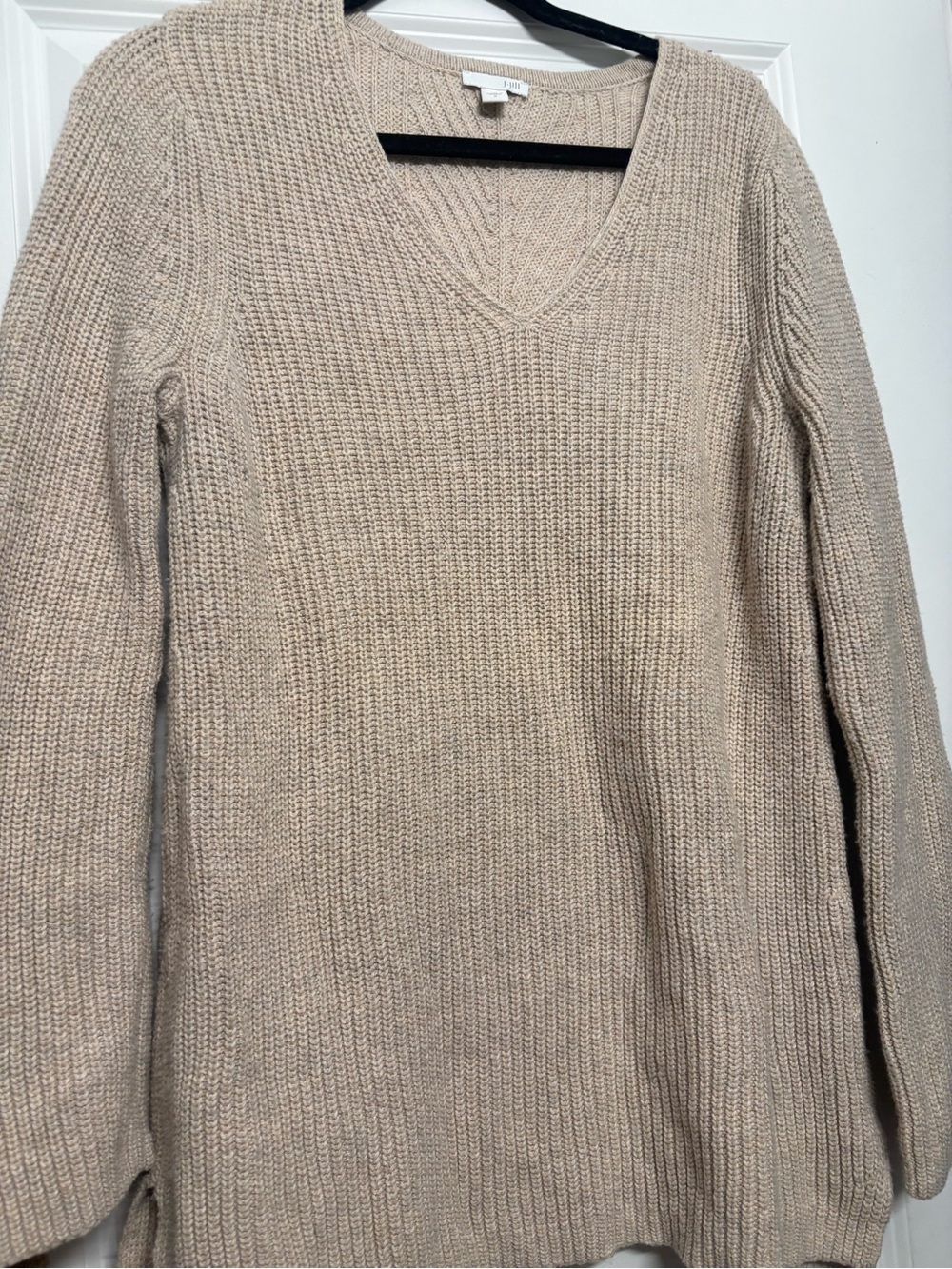 J. Jill Light Beige V-Neck Knit Sweater